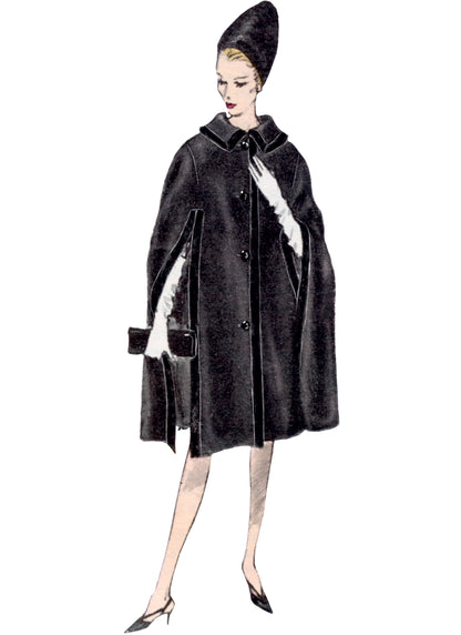 Vogue Patterns V1838 envelope showing a lined cape, with or without a shaped collar