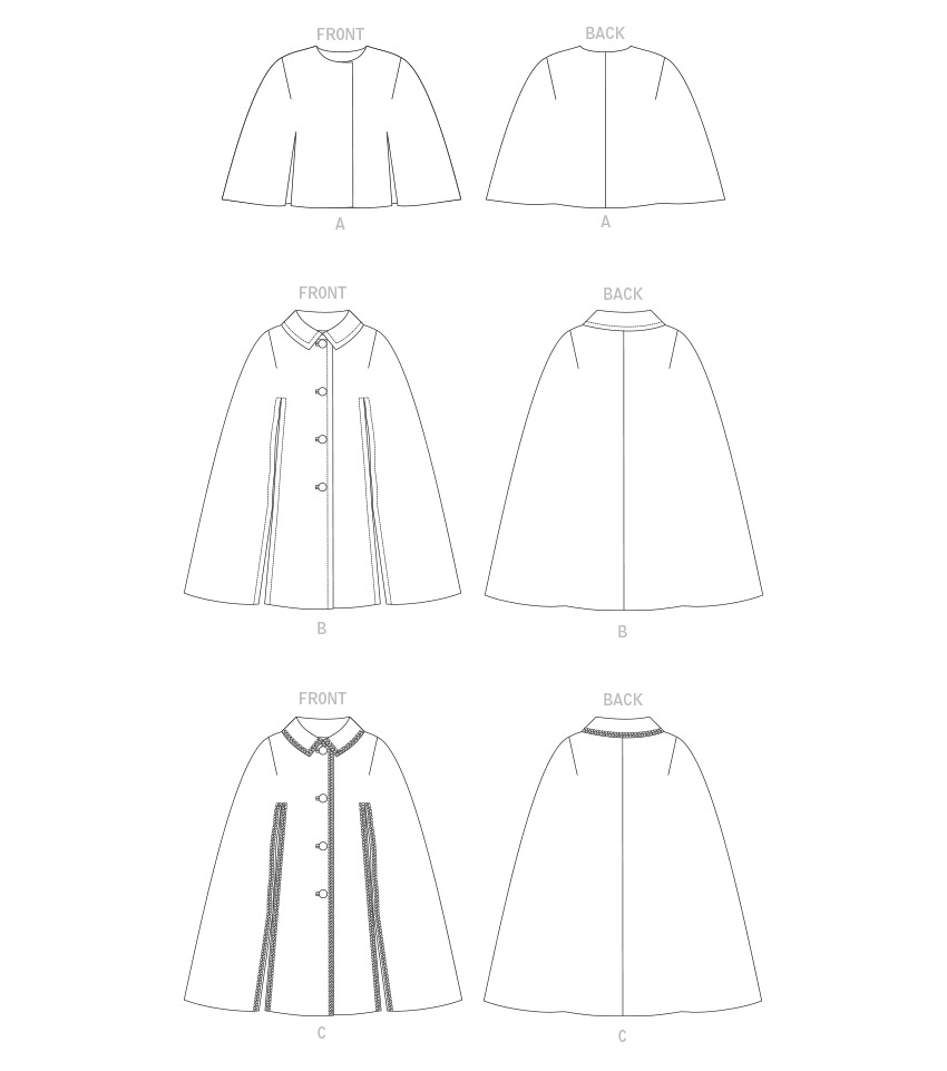 Vogue Patterns V1838 envelope showing a lined cape, with or without a shaped collar