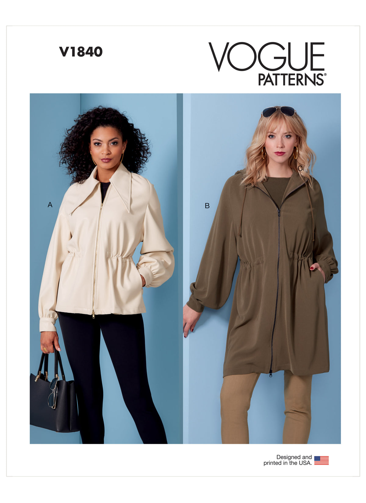 Vogue Patterns V1840 envelope showing a very loose-fitting unlined jacket