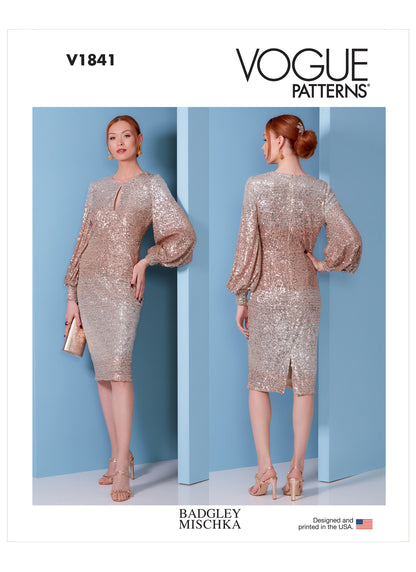 Vogue Patterns V1841 envelope showing a close-fitting, lined dress