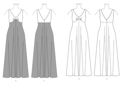 Vogue Patterns V1842 envelope showing a bias cut slip dress, fitted through the bust