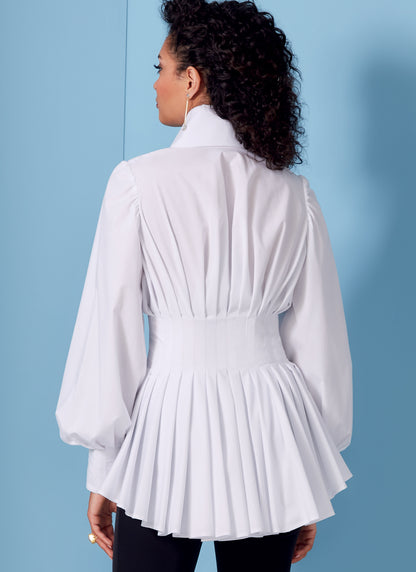 Vogue Patterns V1845 envelope showing a peplum shirt, fitted through the bust and waist