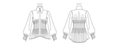 Vogue Patterns V1845 envelope showing a peplum shirt, fitted through the bust and waist