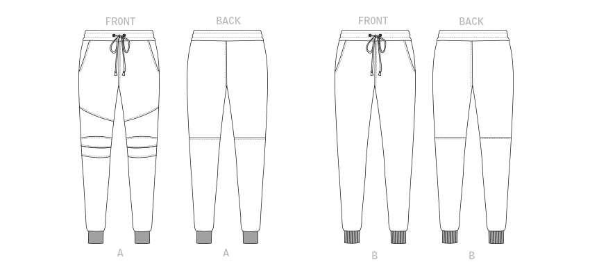 Vogue V1854 pattern envelope showing the jogger trousers designs