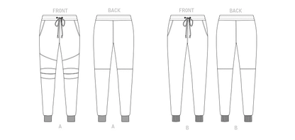 Vogue V1854 pattern envelope showing the jogger trousers designs