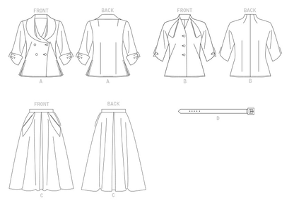 Vogue V1863 pattern envelope showing the vintage 1949 top and skirt designs
