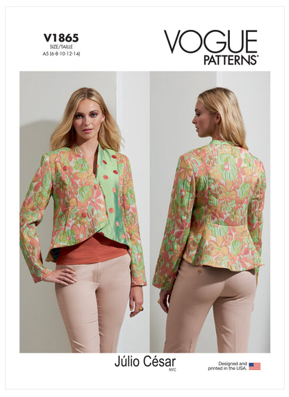 Vogue V1865 pattern envelope showing the peplum zip jacket designs