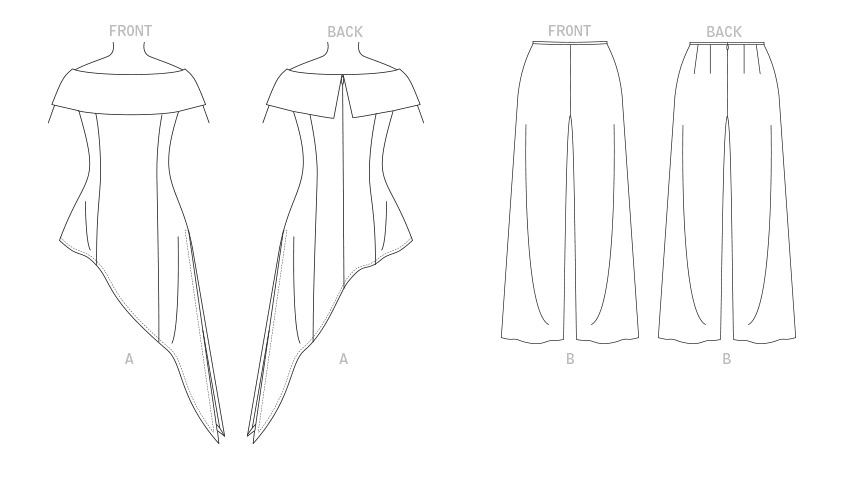 Vogue V1869 pattern envelope showing the off-the-shoulder top designs