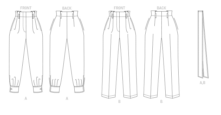 Vogue V1873 pattern envelope showing the paper bag waist trousers designs