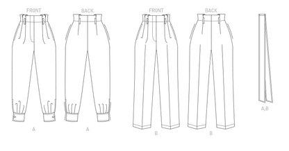 Vogue V1873 pattern envelope showing the paper bag waist trousers designs