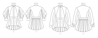 Vogue V1875 pattern envelope showing the peplum top with stand collar designs