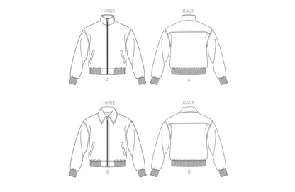 Vogue Patterns V1877 pattern envelope showing the unisex bomber jacket designs