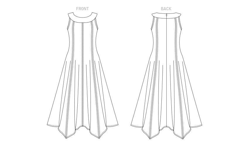 Vogue Patterns V1878 pattern envelope showing the fit and flare dress designs