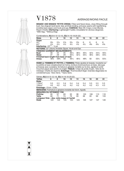 Vogue Patterns V1878 pattern envelope showing the fit and flare dress designs