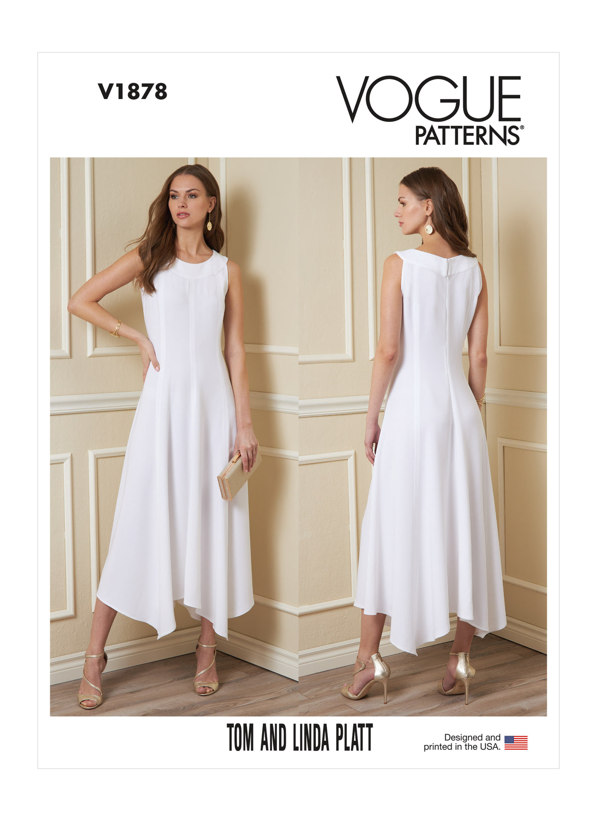 Vogue Patterns V1878 pattern envelope showing the fit and flare dress designs