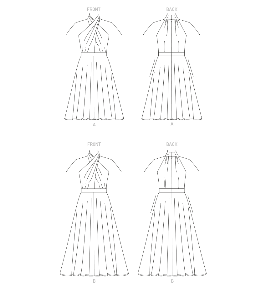 Vogue Patterns V1883 pattern envelope showing the criss-cross halter dress designs
