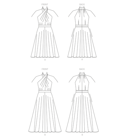 Vogue Patterns V1883 pattern envelope showing the criss-cross halter dress designs