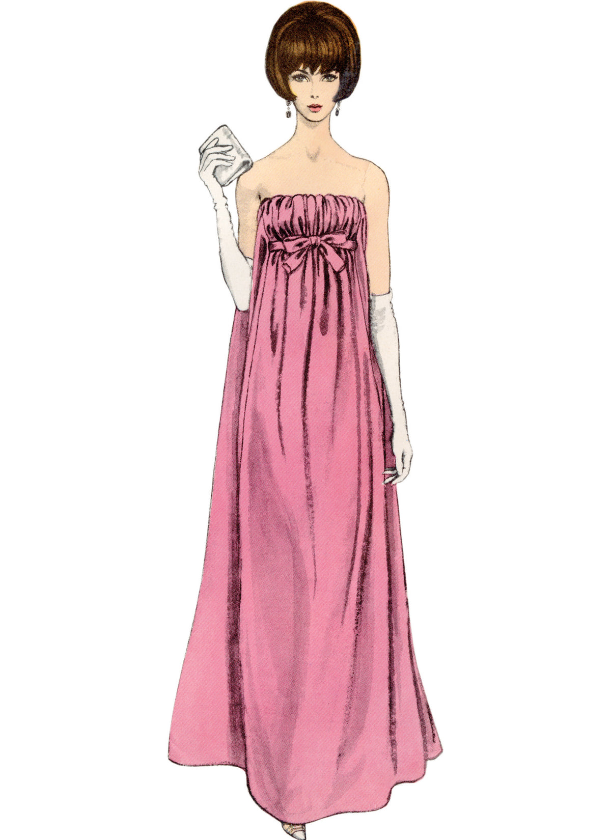 Vogue Patterns V1885 pattern envelope showing the strapless evening dress designs