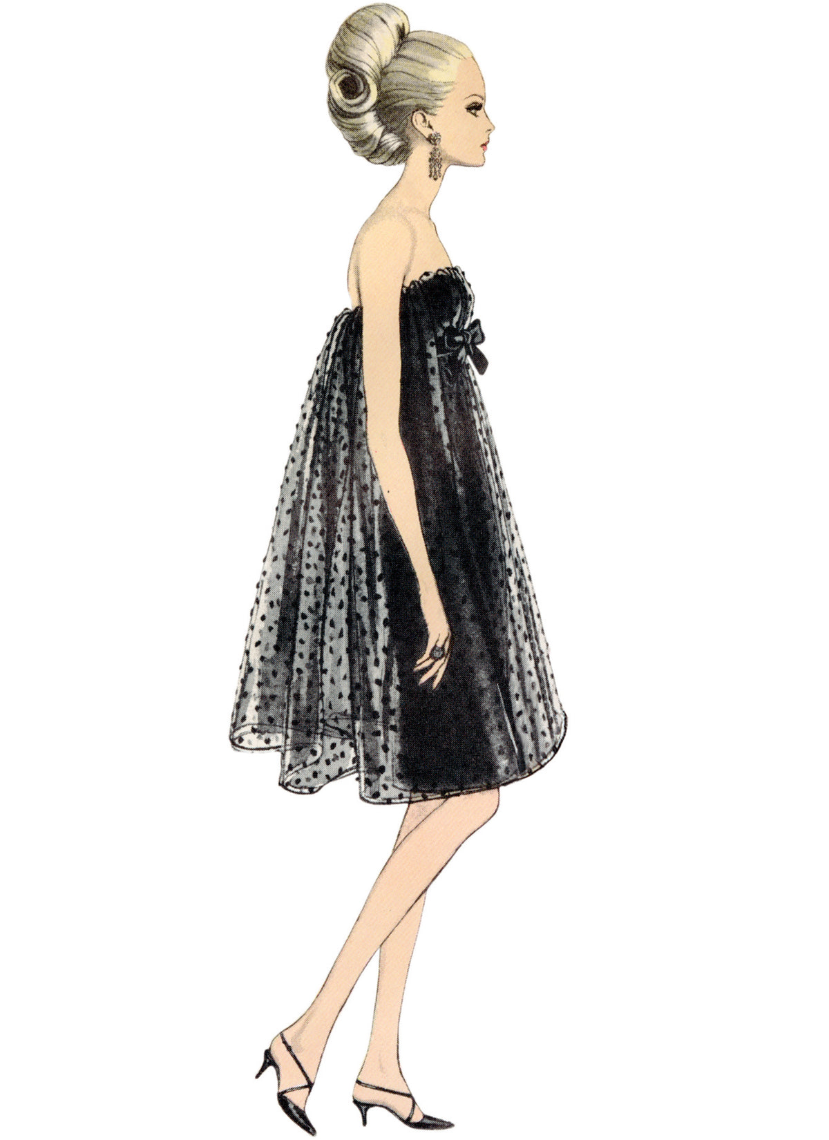 Vogue Patterns V1885 pattern envelope showing the strapless evening dress designs