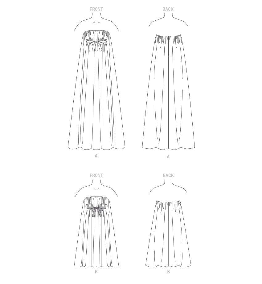 Vogue Patterns V1885 pattern envelope showing the strapless evening dress designs