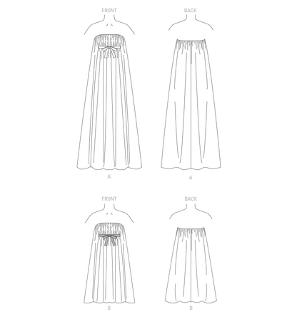 Vogue Patterns V1885 pattern envelope showing the strapless evening dress designs