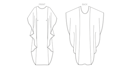 Vogue Patterns V1886 pattern envelope showing the evening length caftan designs