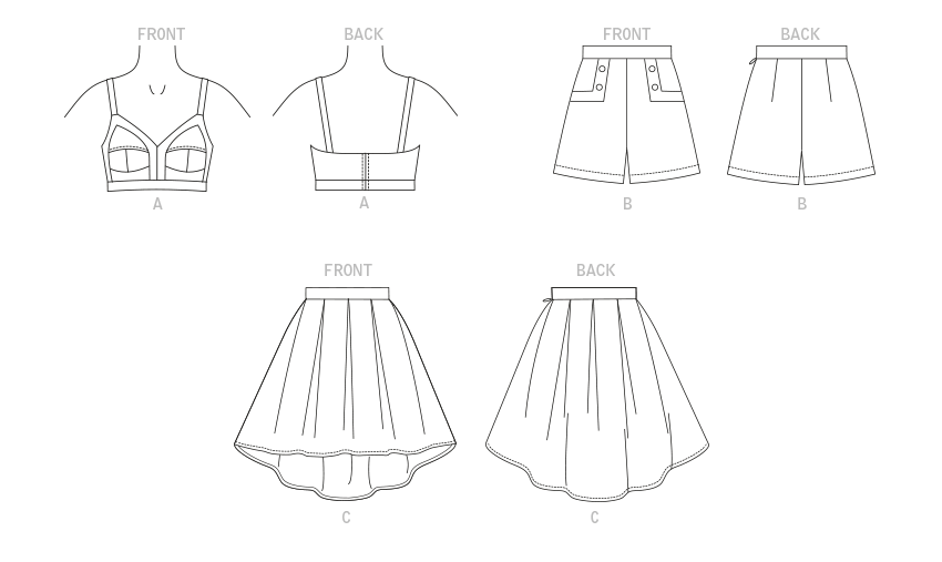 Vogue Patterns V1893 pattern envelope showing the lined bra top designs