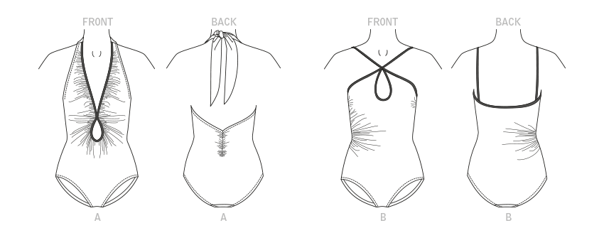 Vogue Patterns V1894 pattern envelope showing the swimsuit designs