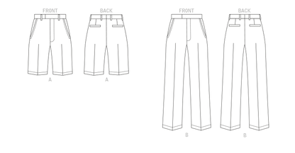 Vogue Patterns V1896 pattern envelope showing the men's shorts and trousers designs