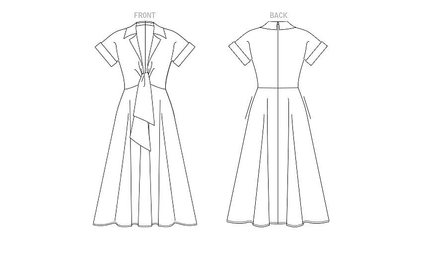 Vogue Patterns V1898 pattern envelope showing the tie neck dress designs