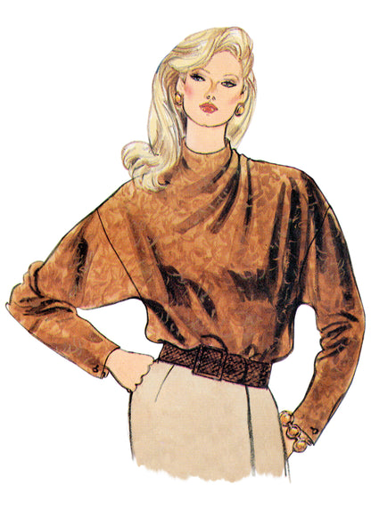 Vogue Patterns V1902 pattern envelope showing the draped blouse designs