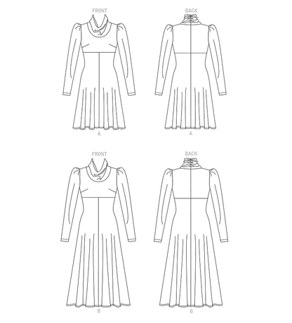 Vogue Patterns V1907 envelope showing the fit and flare dress designs