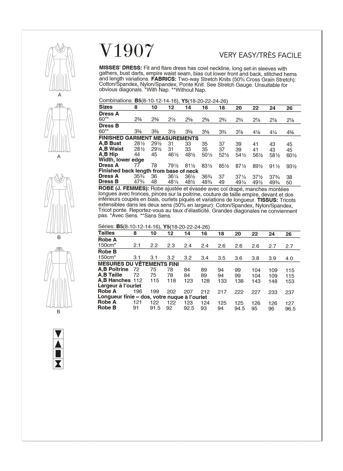 Vogue Patterns V1907 envelope showing the fit and flare dress designs
