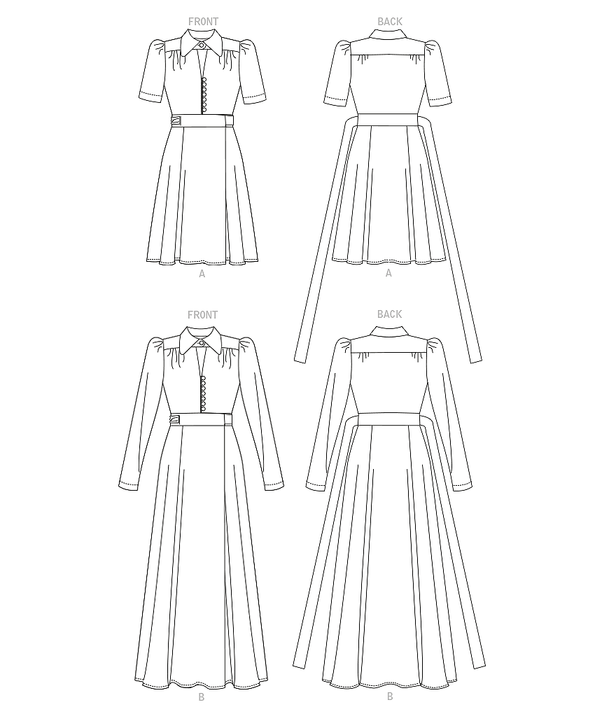 Vogue Patterns V1908 envelope showing the unlined button front dress designs