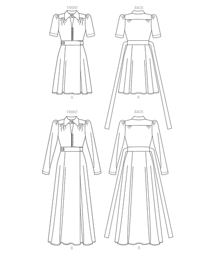 Vogue Patterns V1908 envelope showing the unlined button front dress designs