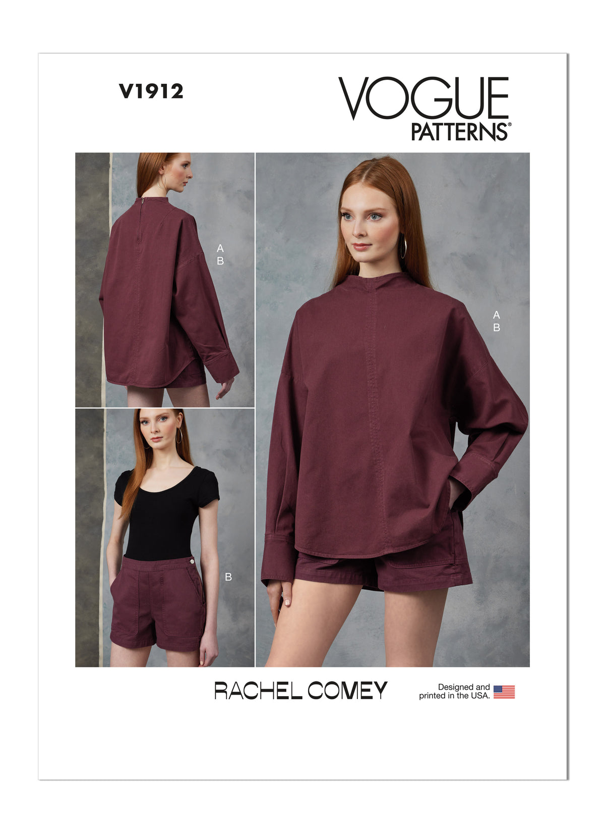 Vogue Patterns V1912 envelope showing the loose-fitting pullover top designs