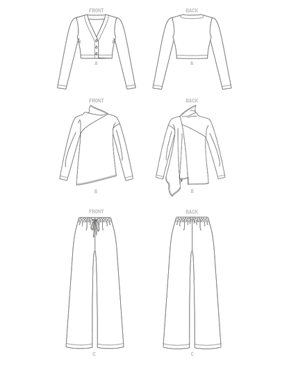 Vogue Patterns V1914 envelope showing the slim fit v-neck cardigan designs