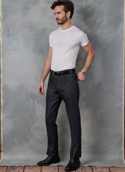Vogue Patterns V1915 envelope showing the men's tapered leg jeans designs