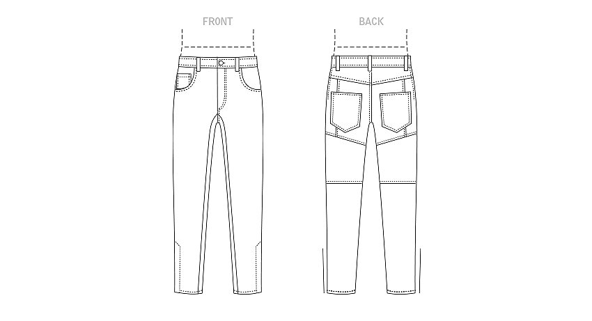Vogue Patterns V1915 envelope showing the men's tapered leg jeans designs