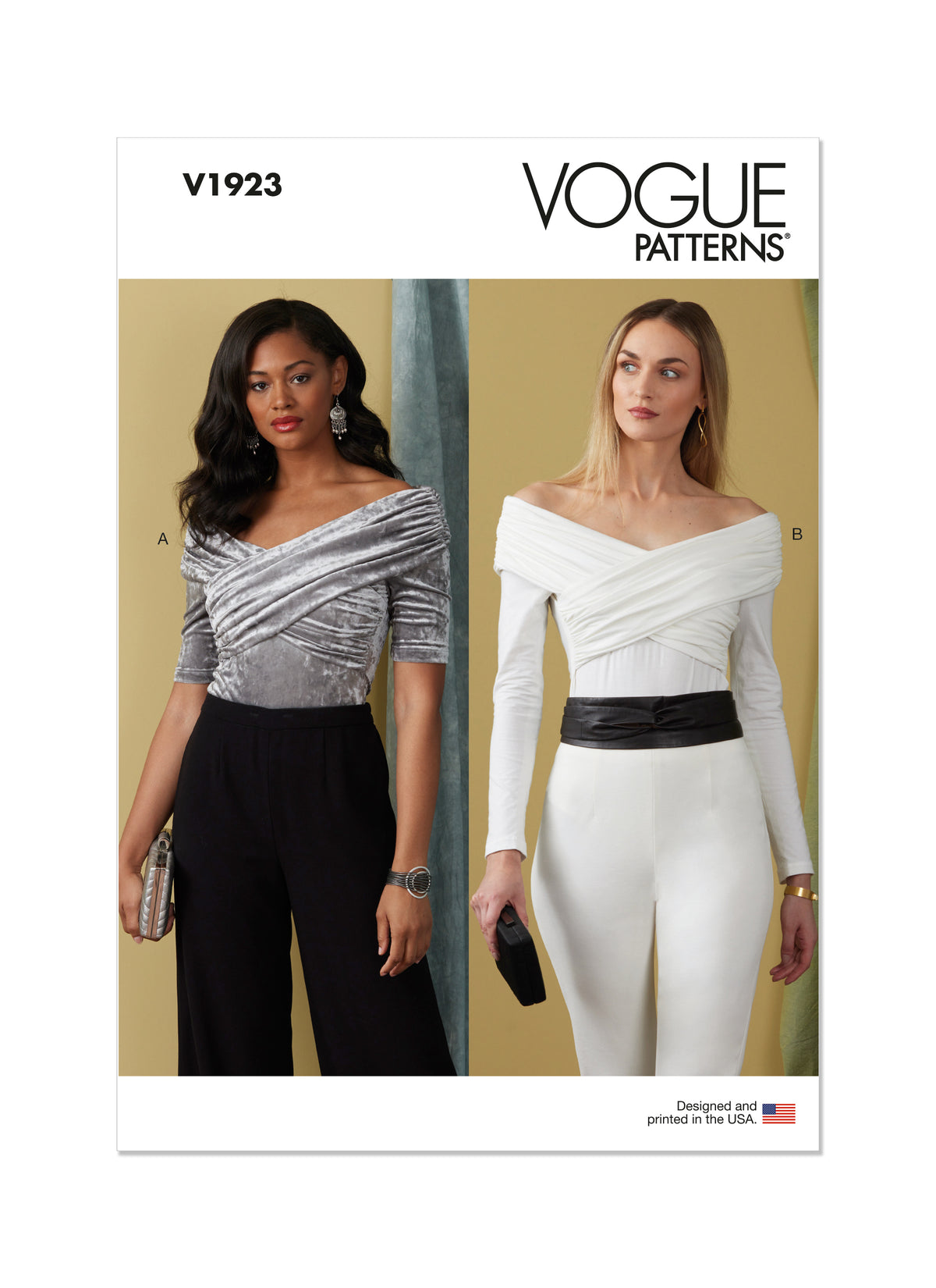 Vogue Patterns V1923 envelope showing the off-the-shoulder bodysuit designs