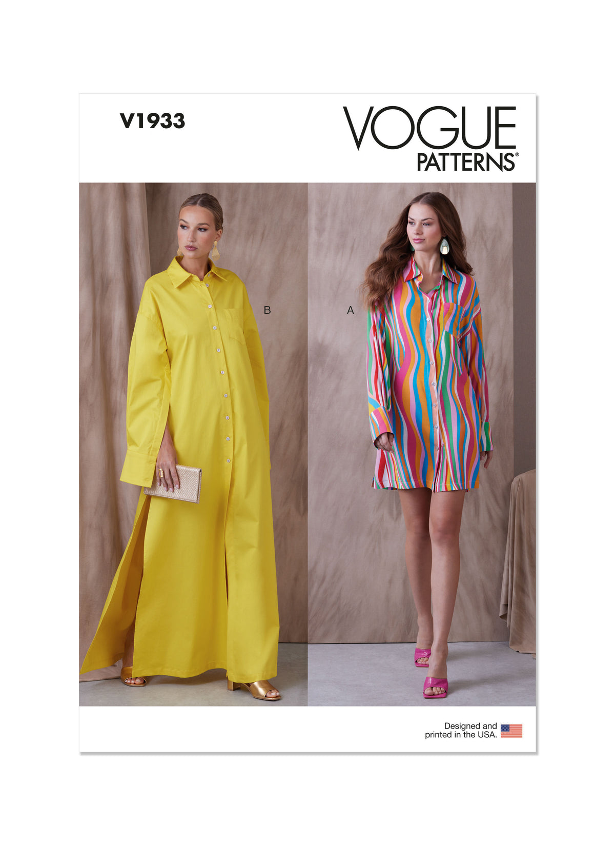 Vogue Patterns V1933 envelope showing the button-front A-line dress