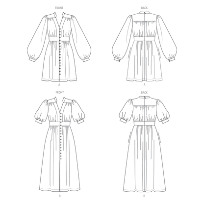 Vogue Patterns V1934 envelope showing the dress with a stand collar and raised waist