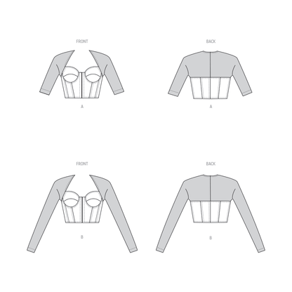Vogue Patterns V1938 envelope showing the lined, close-fitting corset top