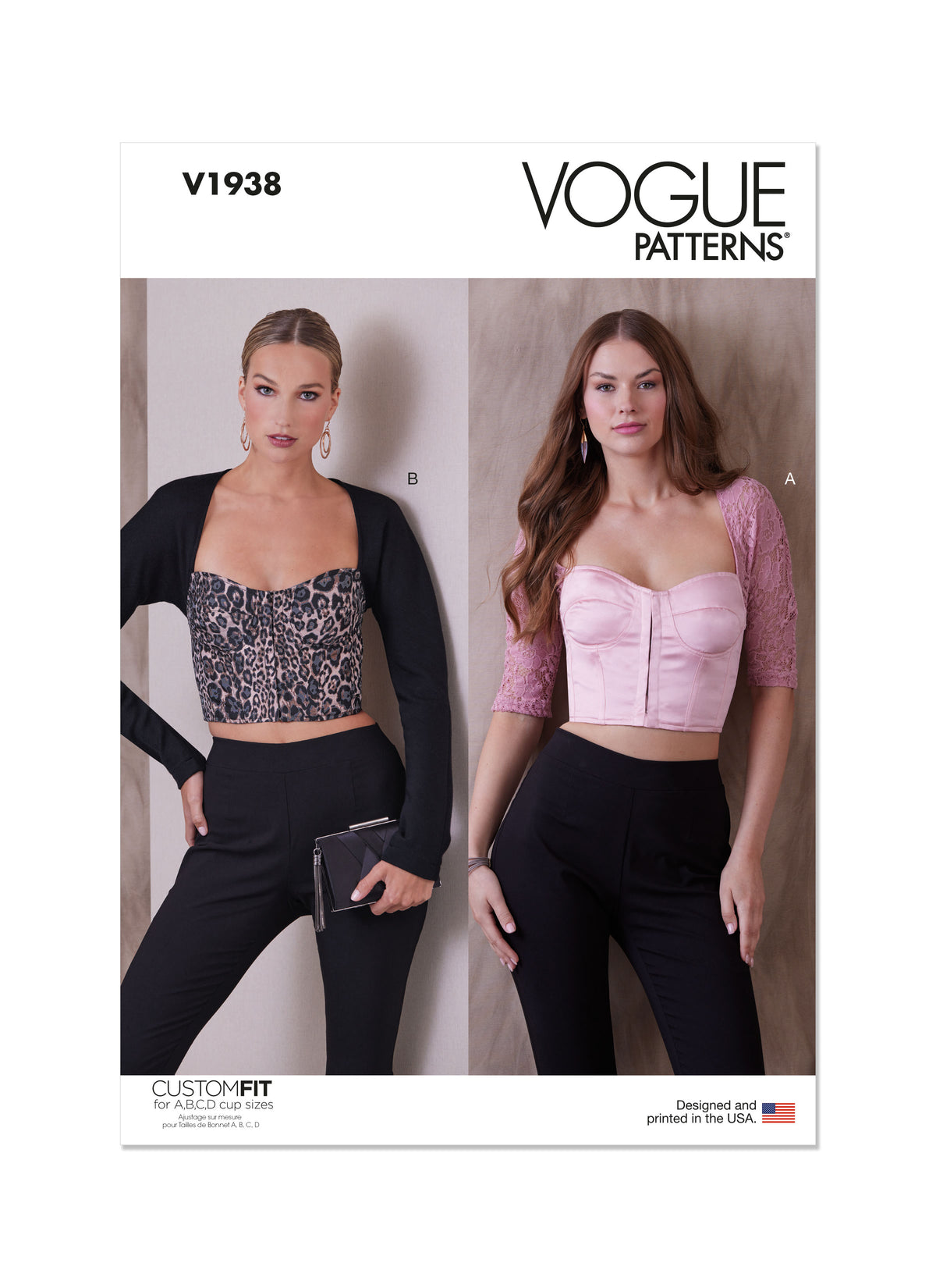 Vogue Patterns V1938 envelope showing the lined, close-fitting corset top