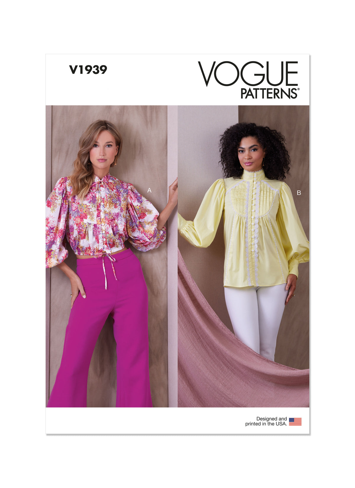 Vogue Patterns V1939 envelope showing the loose-fitting top with gathered sleeves