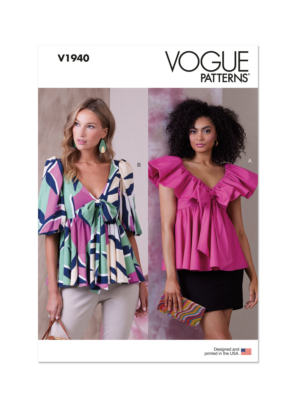 Vogue Patterns V1940 envelope showing the lined empire waist top