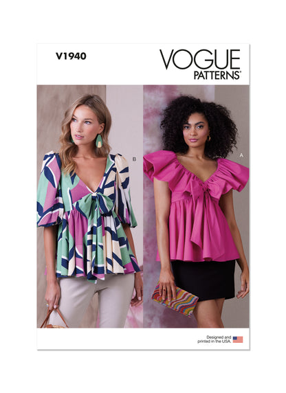 Vogue Patterns V1940 envelope showing the lined empire waist top