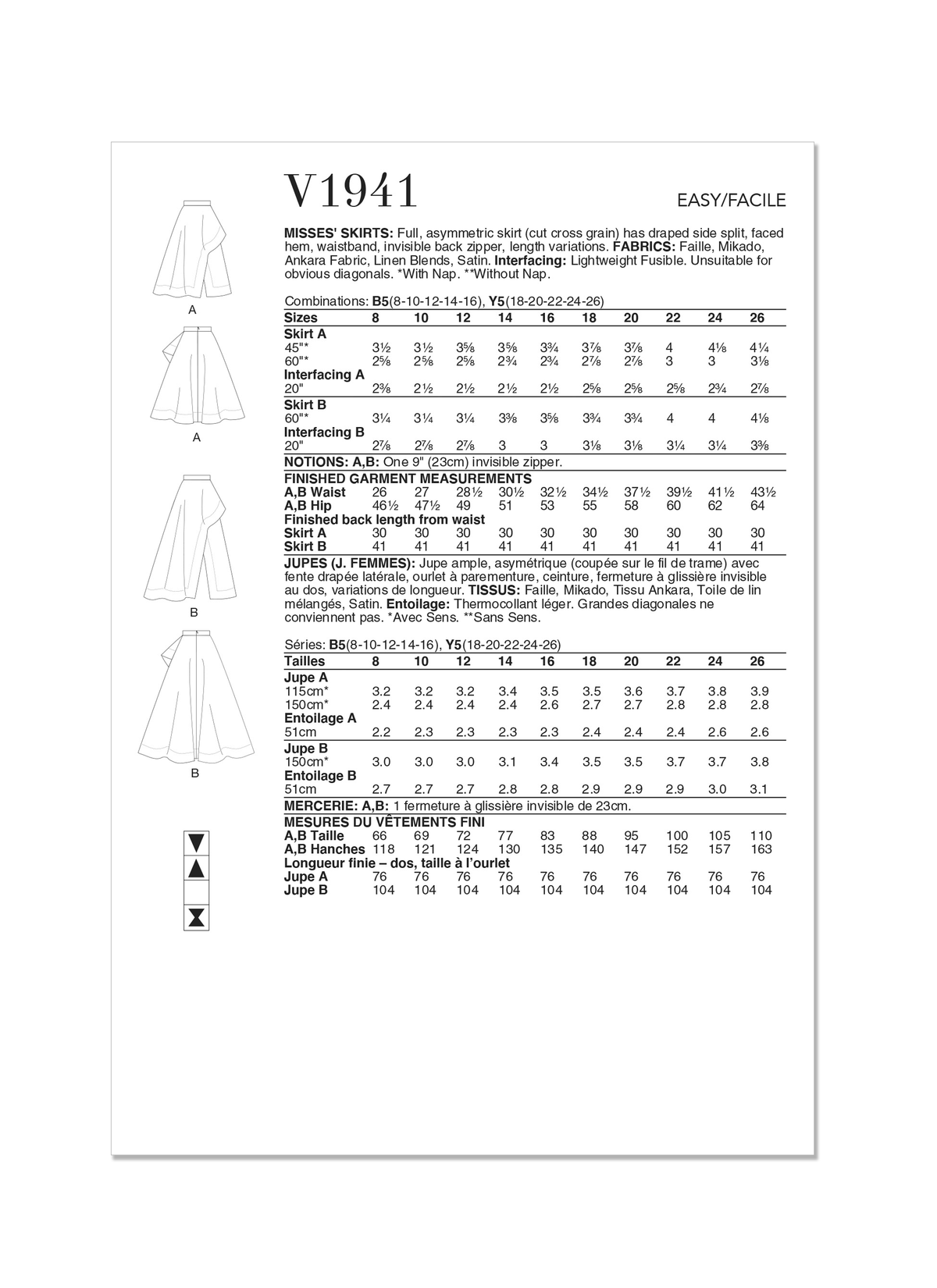 Vogue Patterns V1941 envelope showing the full asymmetric skirt