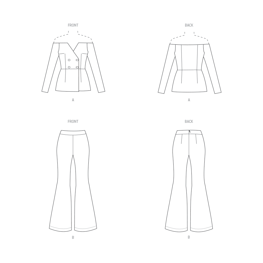 Vogue Patterns V1943 envelope showing the off-the-shoulder, double-breasted lined jacket