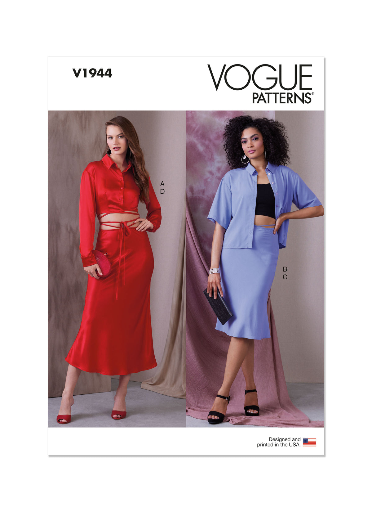 Vogue Patterns V1944 envelope showing the button-front tops